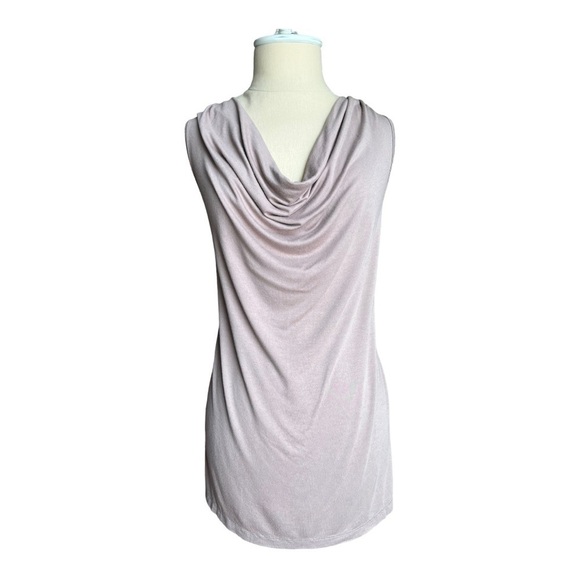 Eimin Draped Cowl Neck Sleeveless Jersey Stretch Taupe Blouse 2XL - Picture 2 of 10